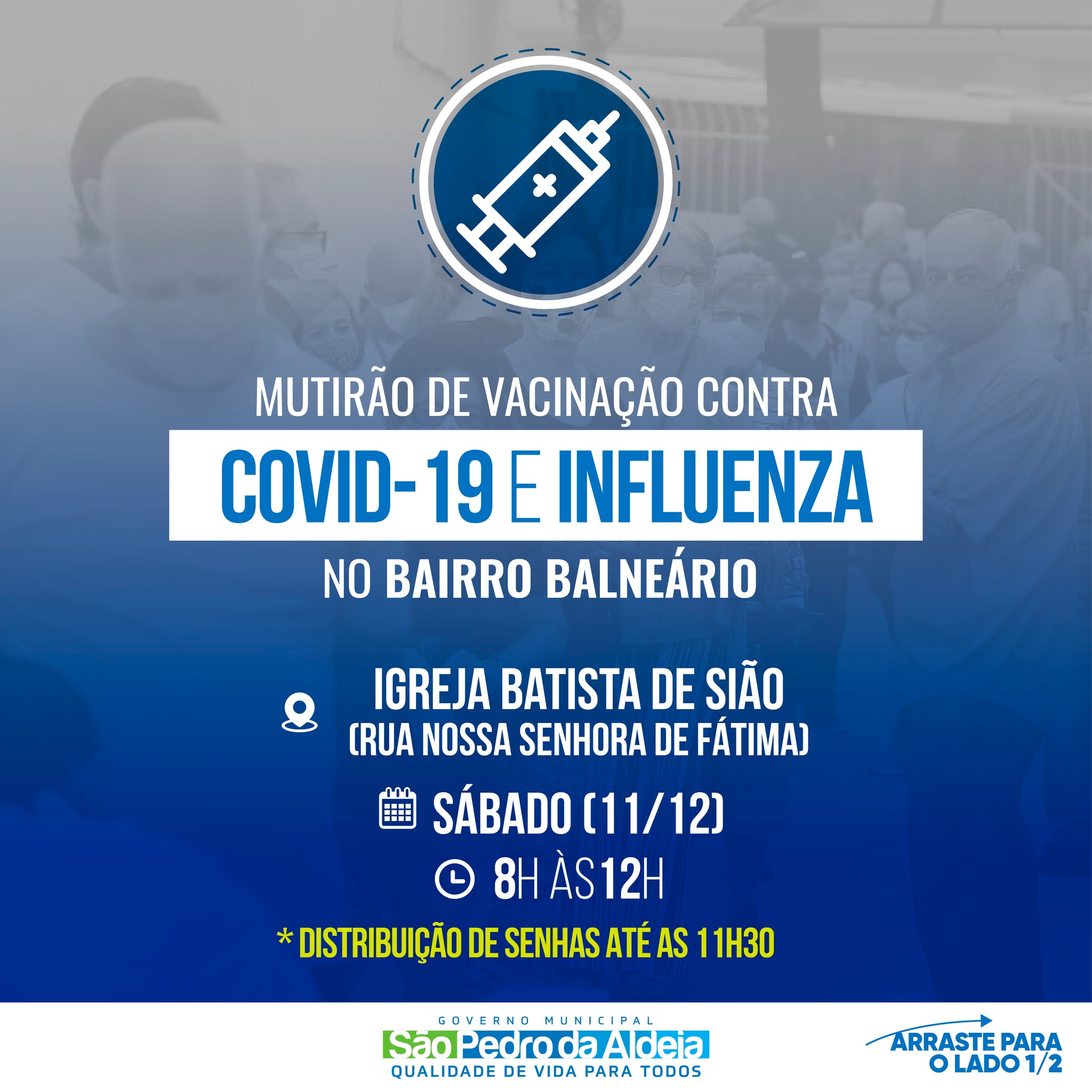 Secretaria de Saúde realiza 2º mutirão de vacinação contra Covid-19 e Influenza no Bairro Balneário