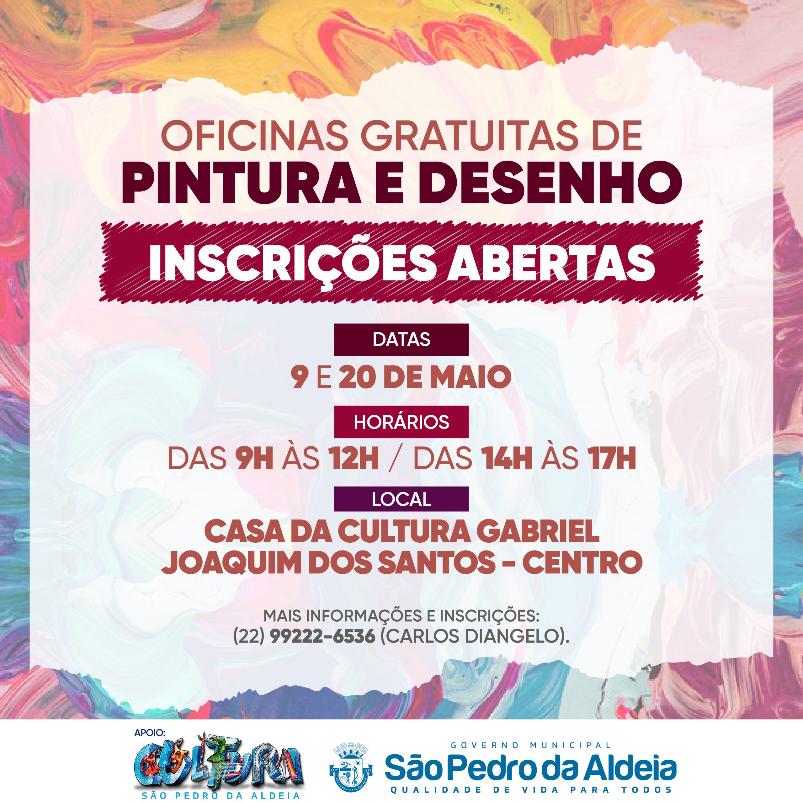 Inscrições abertas para oficinas de pintura e desenho na Casa da Cultura de São Pedro da Aldeia