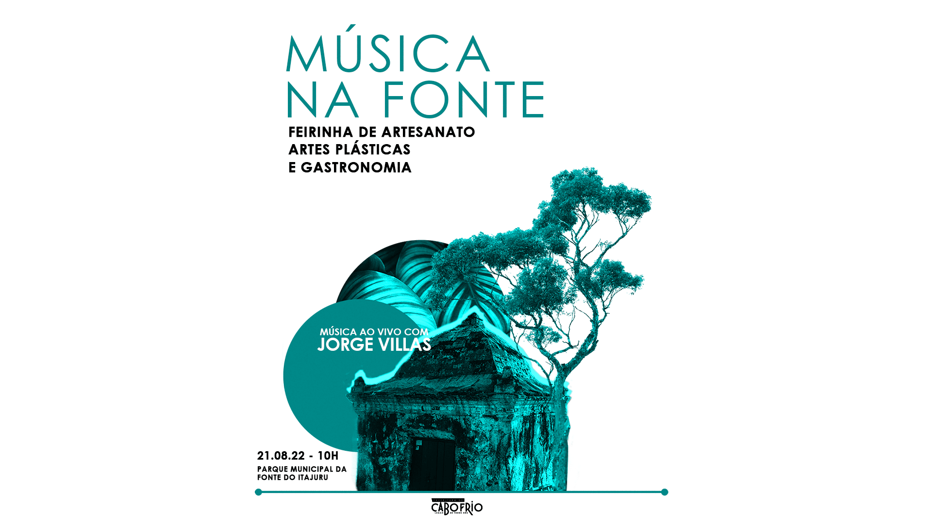 Música na Fonte tem apresentação do cantor Jorge Villas neste domingo (21), em Cabo Frio
