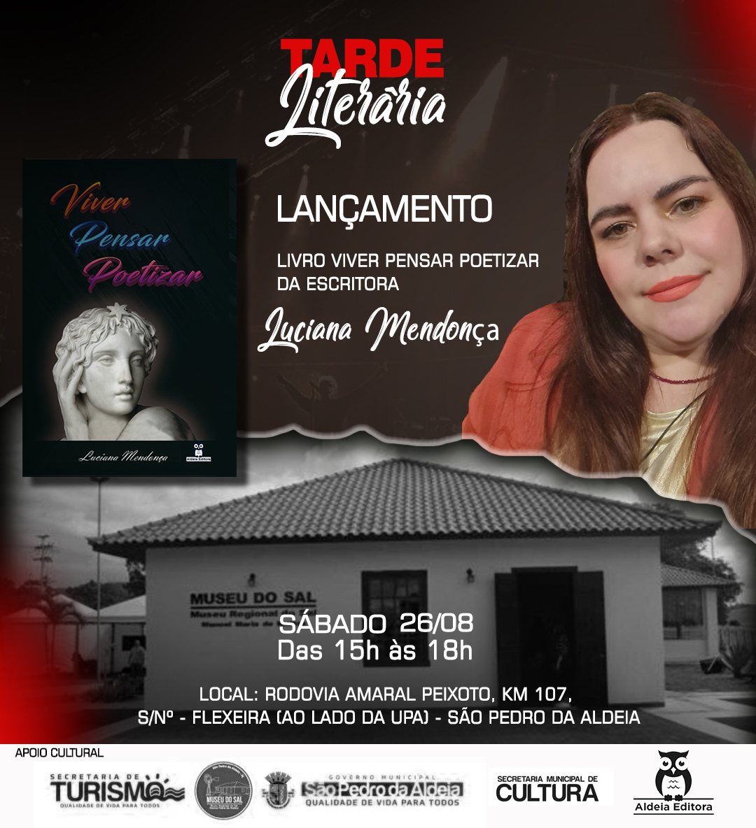 Escritora Luciana Mendonça convida a todos para o lançamento de "Viver Pensar Poetizar"
